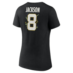 Lamar Jackson Baltimore Ravens Women's Floral Name & Number V-Neck T-Shirt - Black - NFL