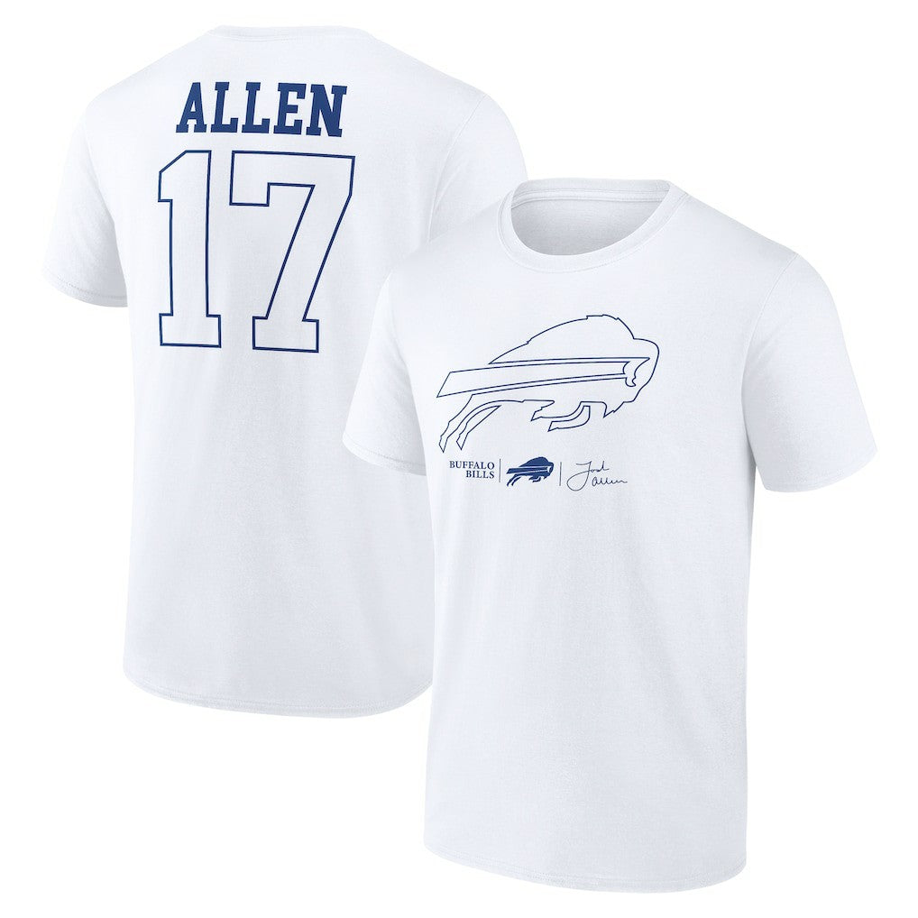Josh Allen Buffalo Bills Tonal Name & Number T-Shirt - White - NFL