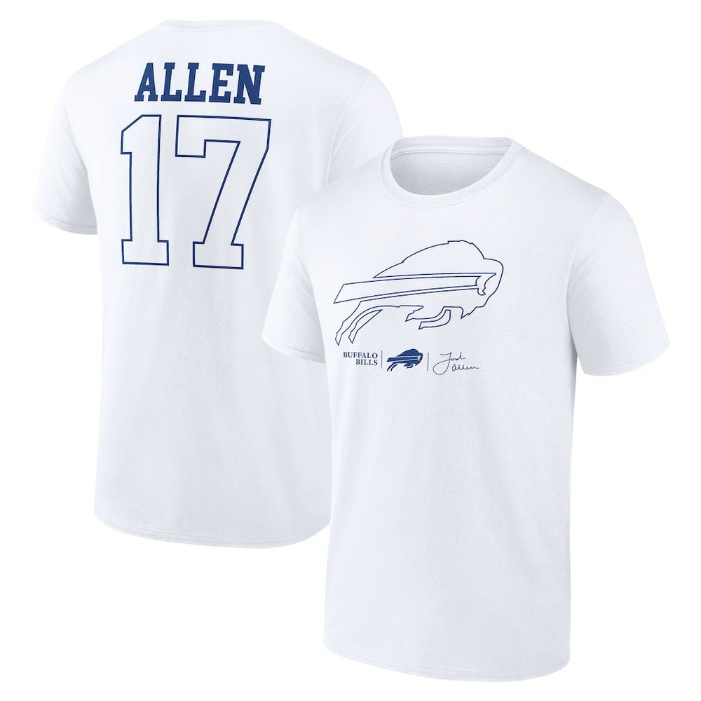 Josh Allen Buffalo Bills Tonal Name & Number T-Shirt - White - NFL