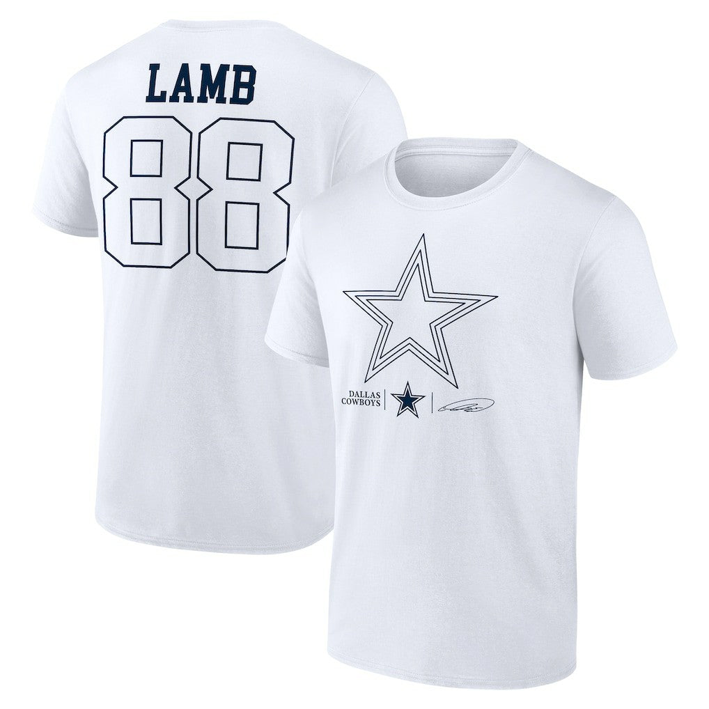 CeeDee Lamb Dallas Cowboys Tonal Name & Number T-Shirt - White - NFL