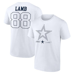 CeeDee Lamb Dallas Cowboys Tonal Name & Number T-Shirt - White - NFL