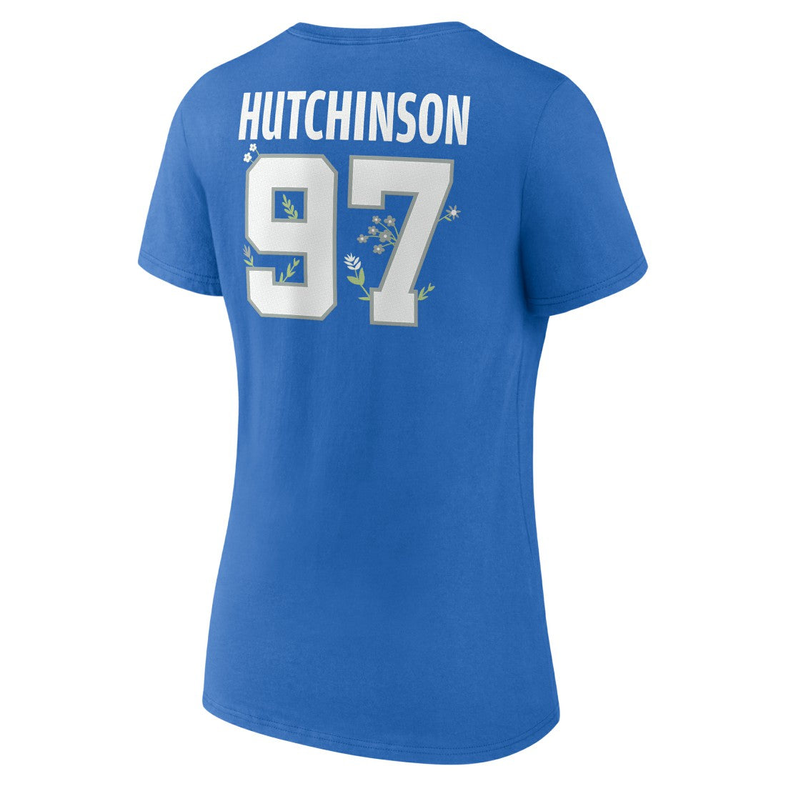 Aidan Hutchinson Detroit Lions Women's Floral Name & Number V-Neck T-Shirt - Blue - NFL