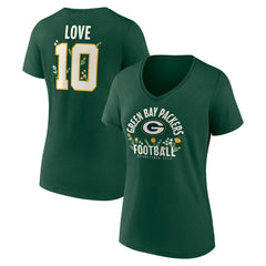 Jordan Love Green Bay Packers Women's Floral Name & Number V-Neck T-Shirt - Green - NFL