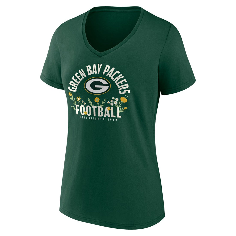 Jordan Love Green Bay Packers Women's Floral Name & Number V-Neck T-Shirt - Green - NFL