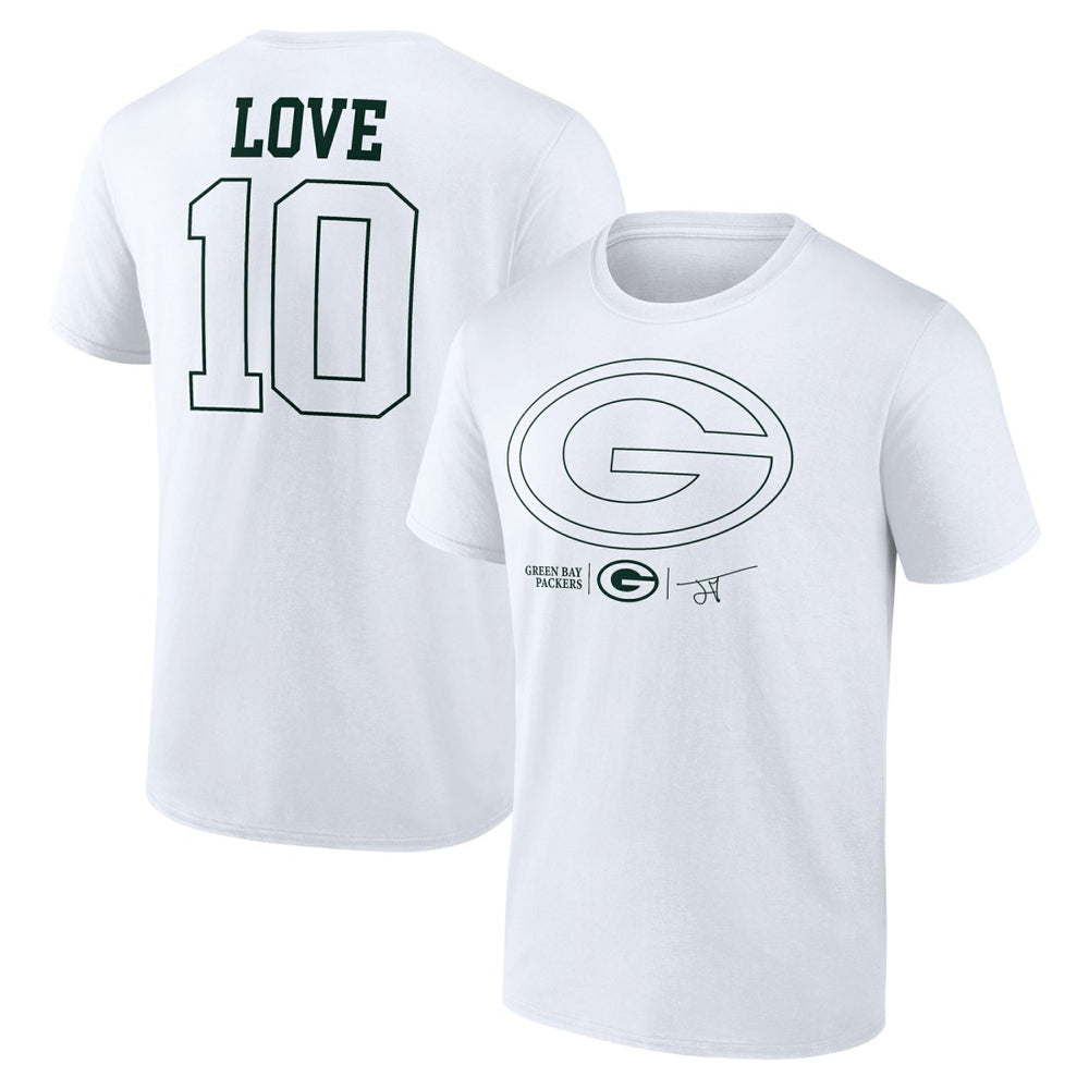 Jordan Love Green Bay Packers Tonal Name & Number T-Shirt - White - NFL