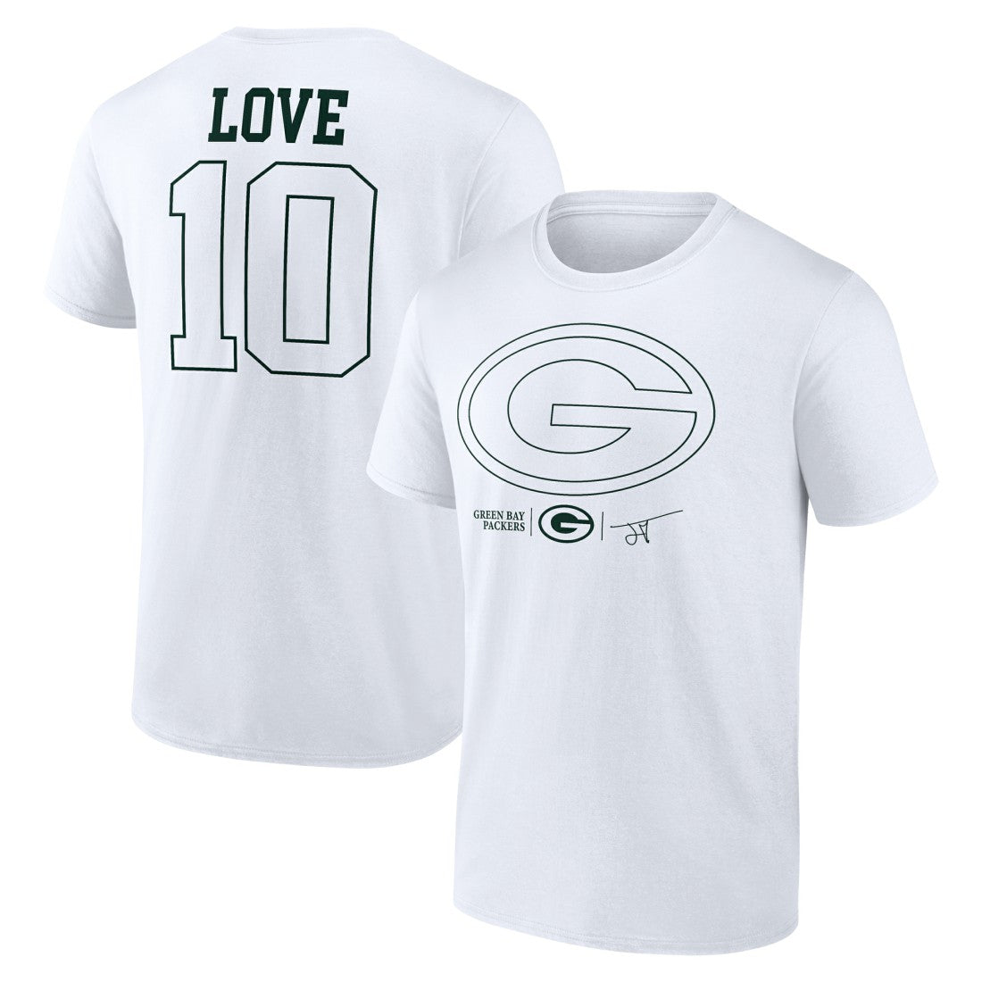 Jordan Love Green Bay Packers Tonal Name & Number T-Shirt - White - NFL