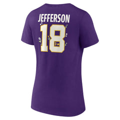 Justin Jefferson Minnesota Vikings Women's Floral Name & Number V-Neck T-Shirt - Purple - NFL