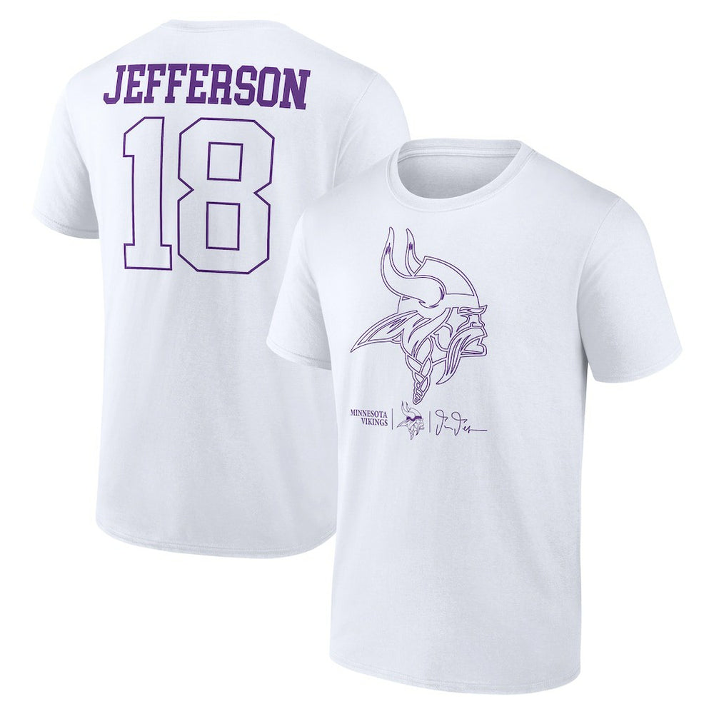 Justin Jefferson Minnesota Vikings Tonal Name & Number T-Shirt - White - NFL