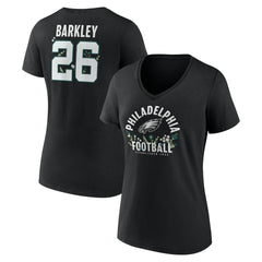 Saquon Barkley Philadelphia Eagles Women's Floral Name & Number V-Neck T-Shirt - Black - NFL