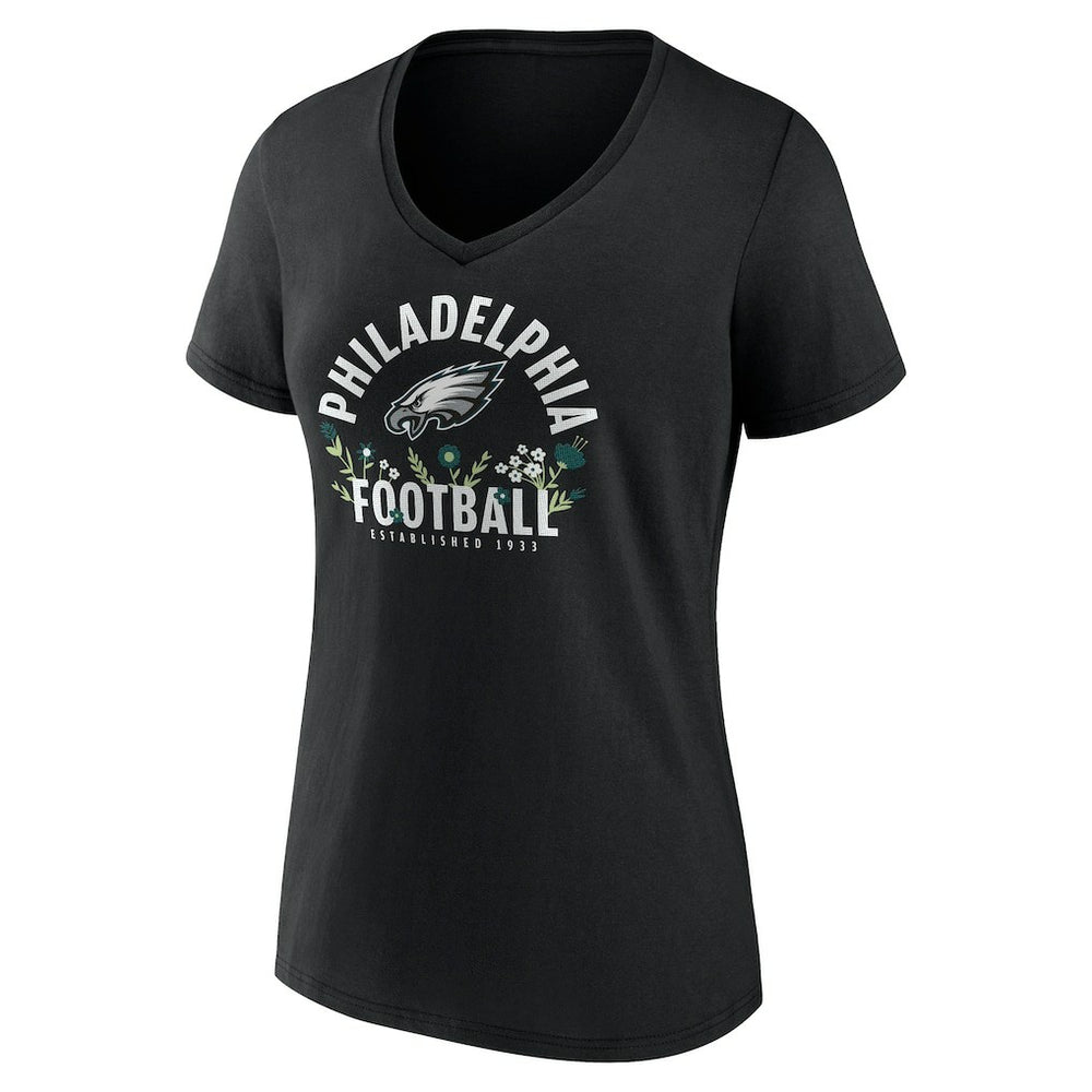 Saquon Barkley Philadelphia Eagles Women's Floral Name & Number V-Neck T-Shirt - Black - NFL