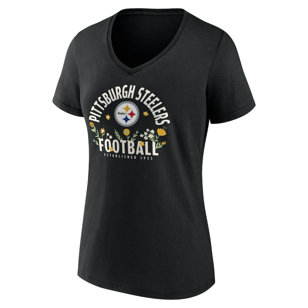 T.J. Watt Pittsburgh Steelers Women's Floral Name & Number V-Neck T-Shirt - Black - NFL