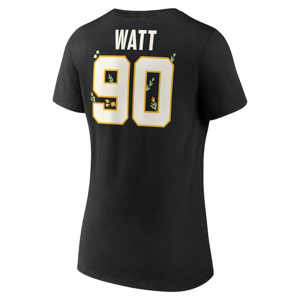 T.J. Watt Pittsburgh Steelers Women's Floral Name & Number V-Neck T-Shirt - Black - NFL