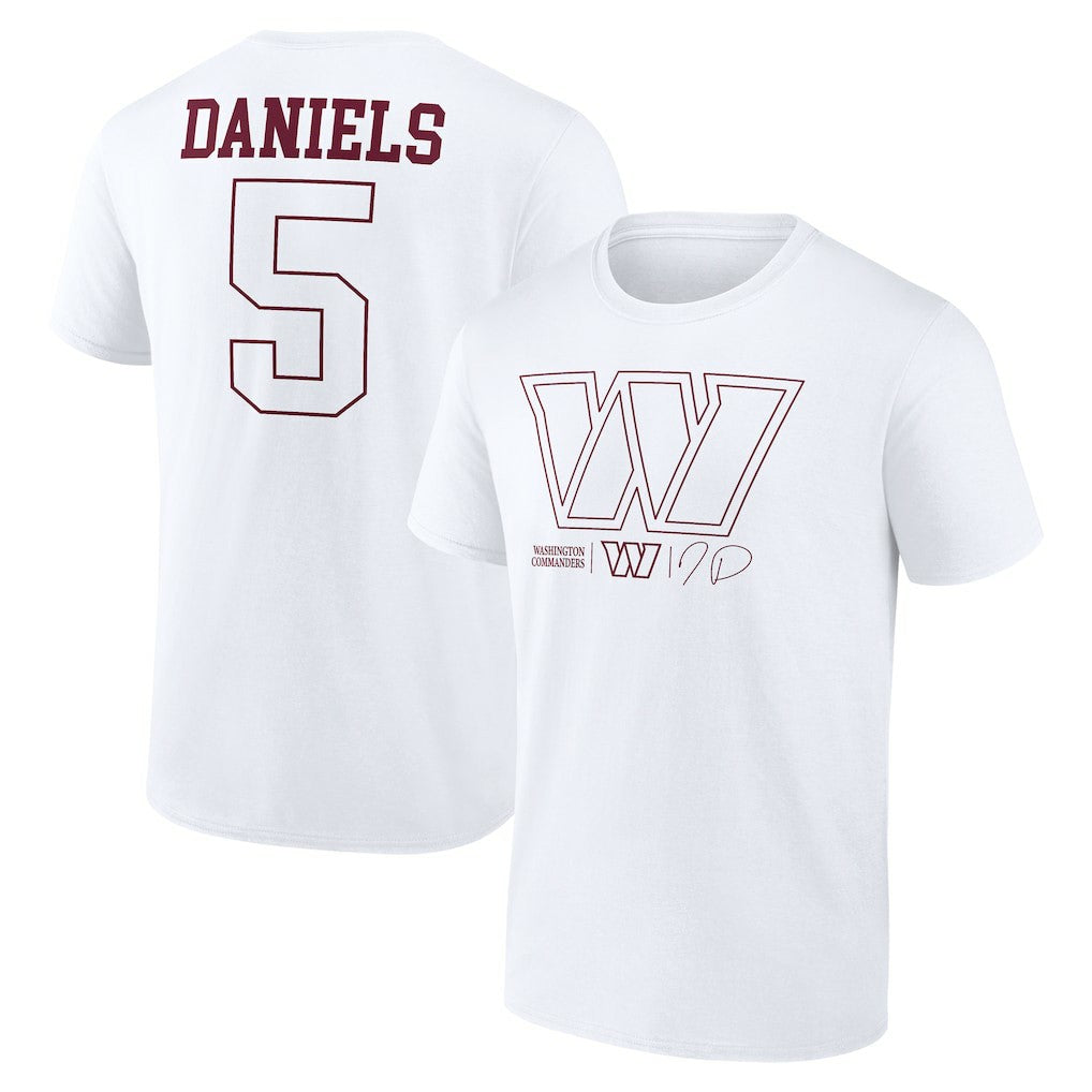 Jayden Daniels Washington Commanders Tonal Name & Number T-Shirt - White - NFL