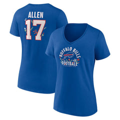 Josh Allen Buffalo Bills Women's Floral Name & Number V-Neck T-Shirt - Royal - NFL