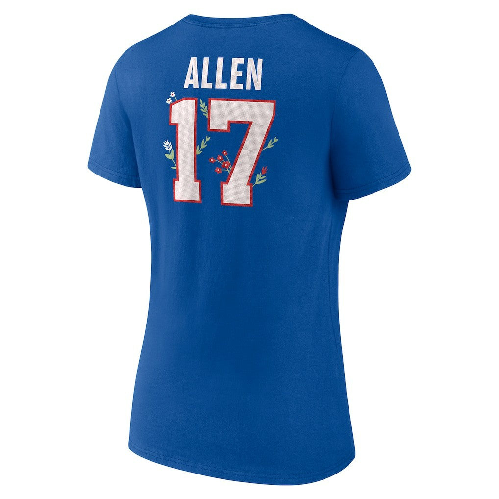 Josh Allen Buffalo Bills Women's Floral Name & Number V-Neck T-Shirt - Royal - NFL