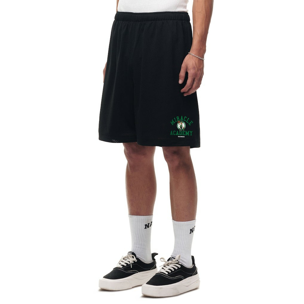Boston Celtics Unisex Miracle Academy x NBA Collection Baggy Mesh P.E. Shorts Black
