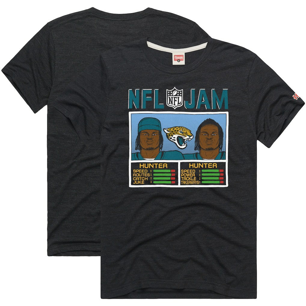 Travis Hunter Jacksonville Jaguars Homage Unisex NFL Jam Tri-Blend T-Shirt - Black - NFL