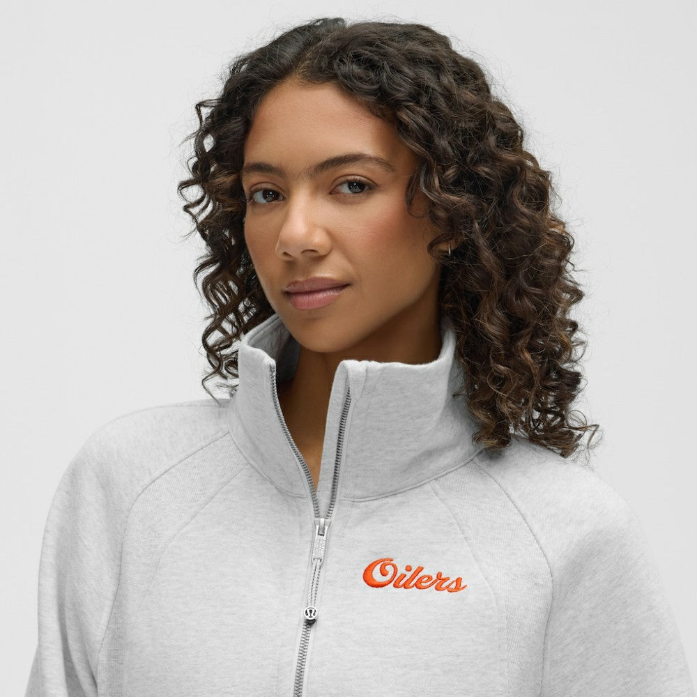Edmonton Oilers lululemon Women's Long Scuba Oversized Half-Zip Funnel Neck - Heathered Core Ultra Light Grey | NHL sale