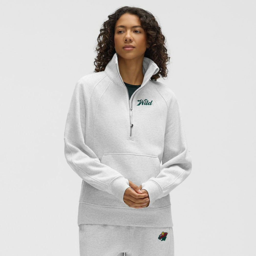 Minnesota Wild lululemon Women's Long Scuba Oversized Half-Zip Funnel Neck - Heathered Core Ultra Light Grey | NHL Lifestyle