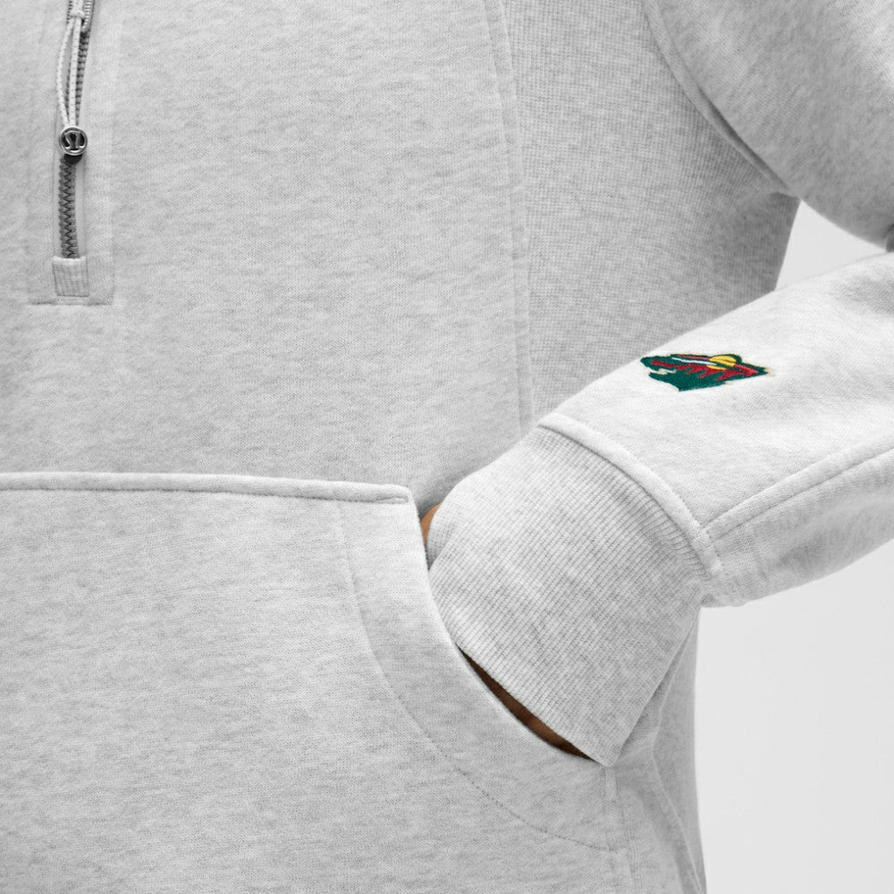Minnesota Wild lululemon Women's Long Scuba Oversized Half-Zip Funnel Neck - Heathered Core Ultra Light Grey | NHL Lifestyle