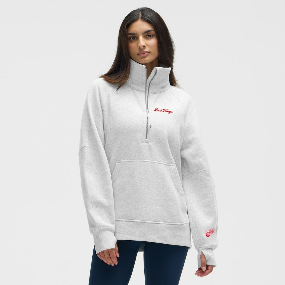 Detroit Red Wings lululemon Women's Long Scuba Oversized Half-Zip Funnel Neck - Heathered Core Ultra Light Grey | NHL near me