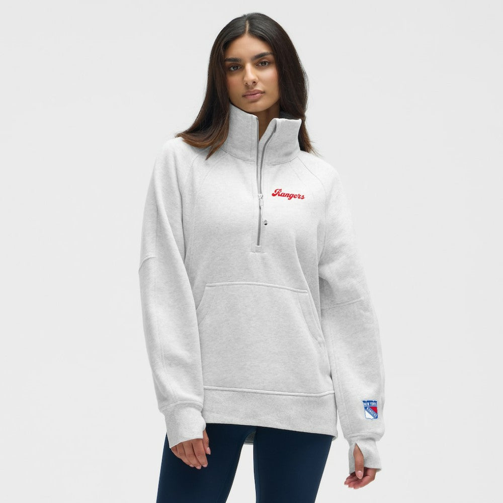 New York Rangers lululemon Women's Long Scuba Oversized Half-Zip Funnel Neck - Heathered Core Ultra Light Grey | NHL online