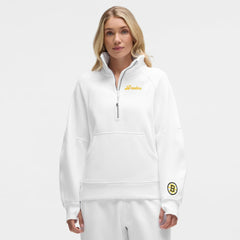 Boston Bruins lululemon Women's Long Scuba Oversized Half-Zip Funnel Neck - White | NHL Lifestyle