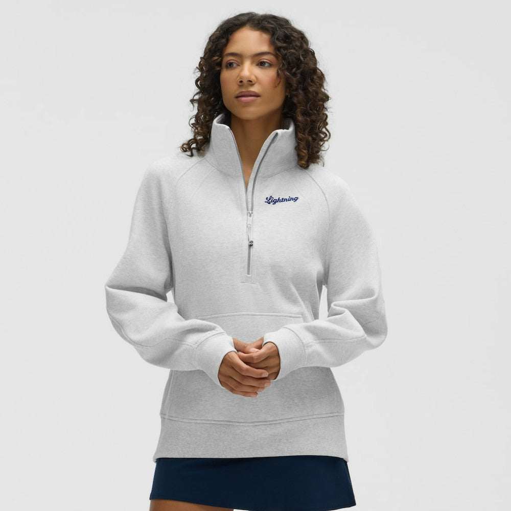 Tampa Bay Lightning lululemon Women's Long Scuba Oversized Half-Zip Funnel Neck - Heathered Core Ultra Light Grey | NHL near me