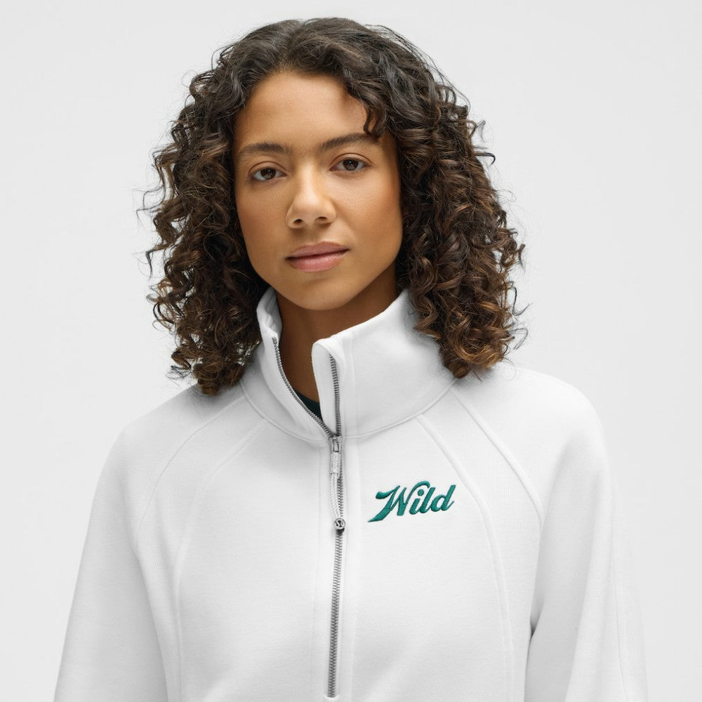 Minnesota Wild lululemon Women's Long Scuba Oversized Half-Zip Funnel Neck - White | NHL near me