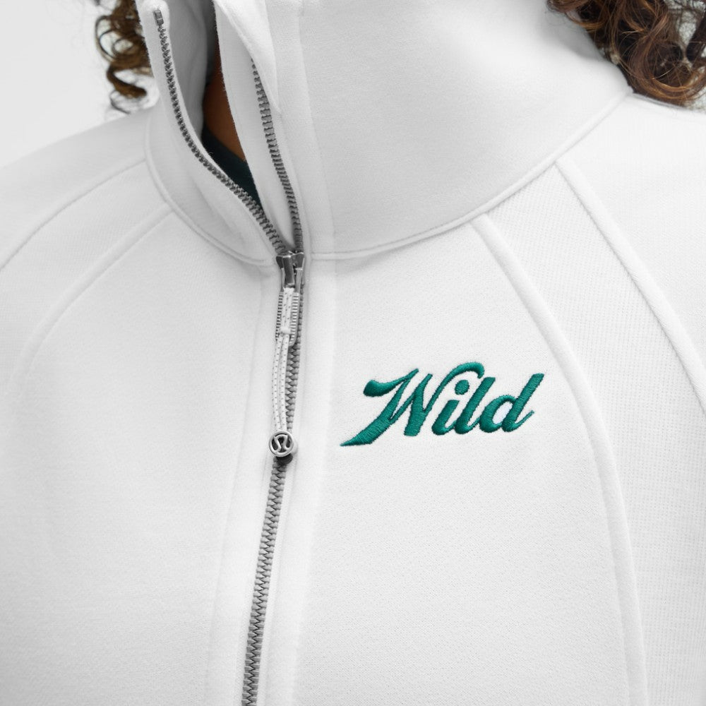 Minnesota Wild lululemon Women's Long Scuba Oversized Half-Zip Funnel Neck - White | NHL near me