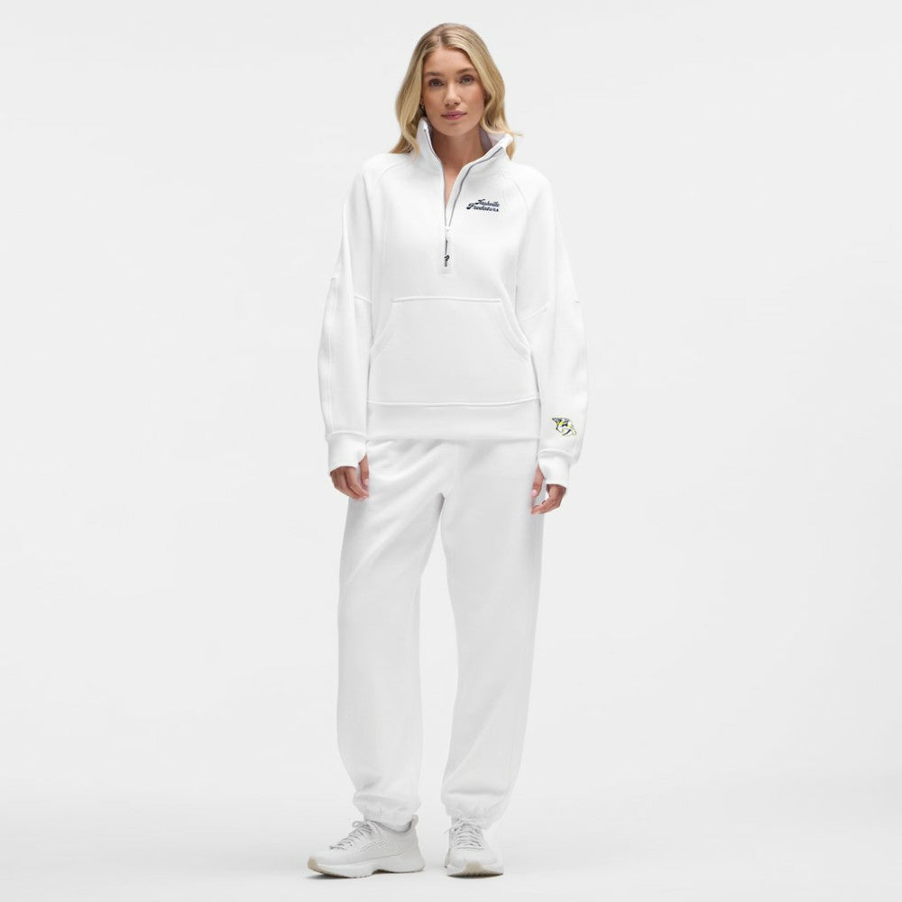 Nashville Predators lululemon Women's Long Scuba Oversized Half-Zip Funnel Neck - White | NHL Lifestyle