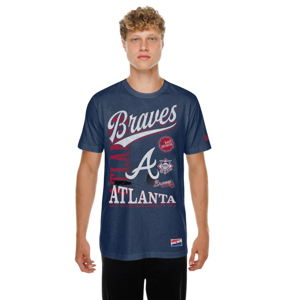 Atlanta Braves New Era  Oversized Throwback Distressed T-Shirt Outlet