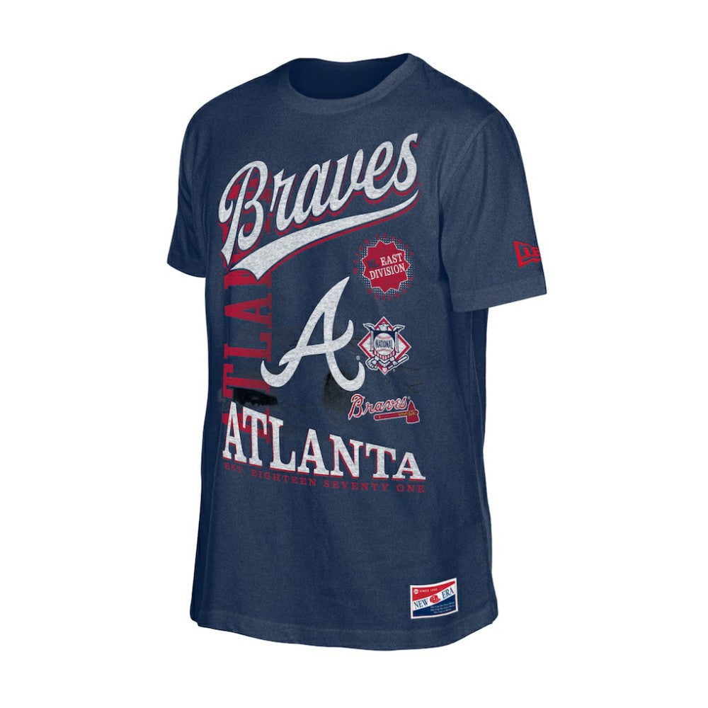 Atlanta Braves New Era  Oversized Throwback Distressed T-Shirt Outlet