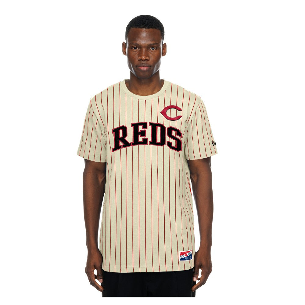 Cincinnati Reds New Era Throwback Meshback Pinstripe T-Shirt Outlet