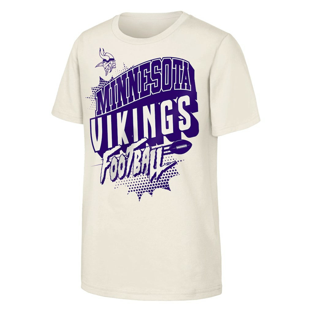 Minnesota Vikings Outerstuff Youth Action Comic T-Shirt - Natural - NFL