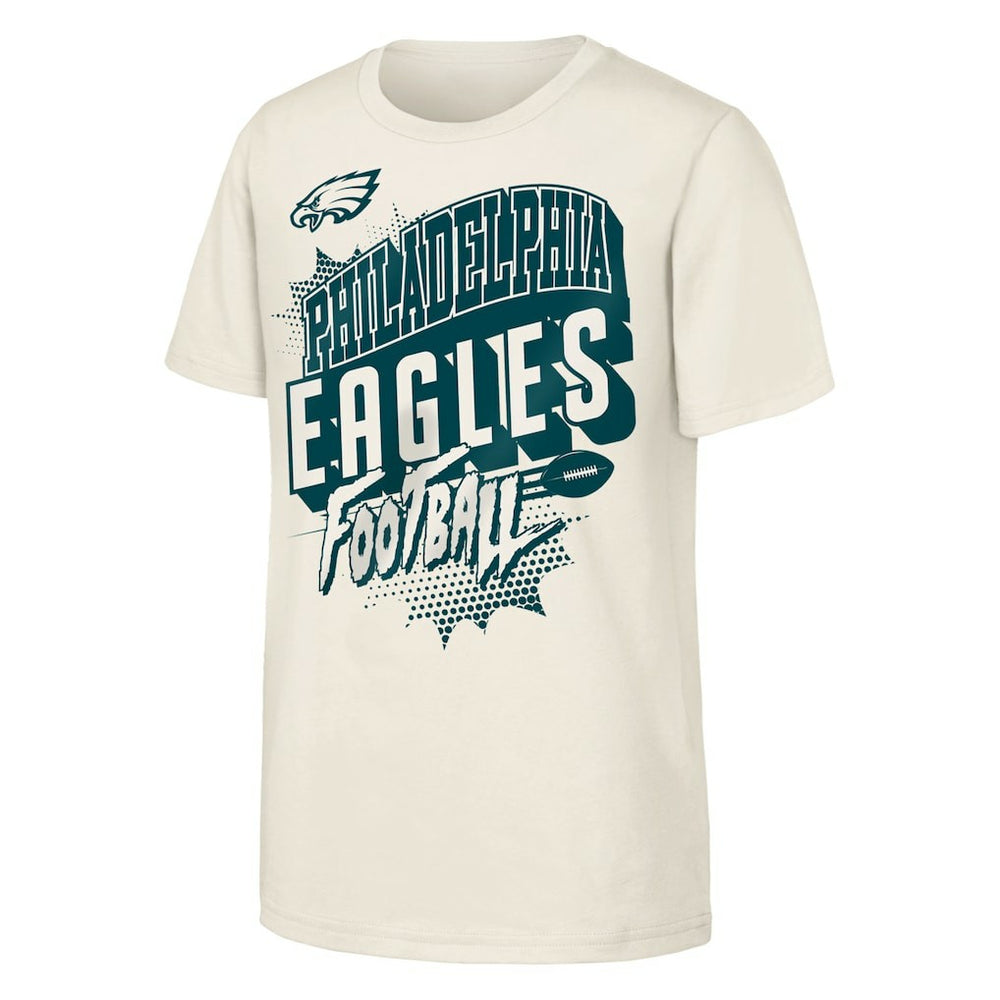 Philadelphia Eagles Outerstuff Youth Action Comic T-Shirt - Natural - NFL