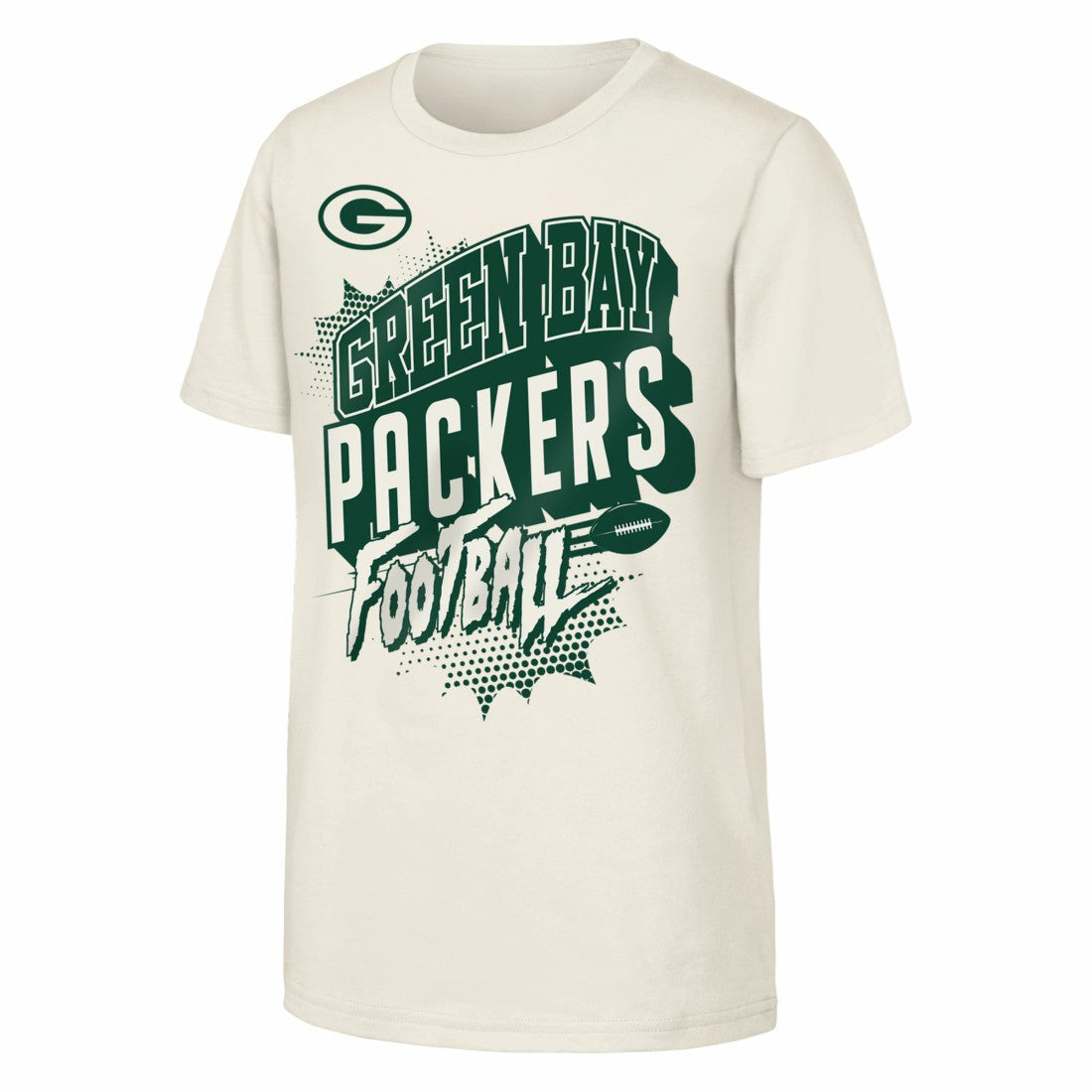 Green Bay Packers Outerstuff Youth Action Comic T-Shirt - Natural - NFL