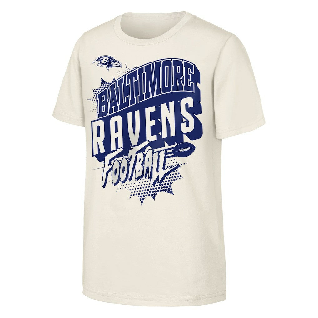 Baltimore Ravens Outerstuff Youth Action Comic T-Shirt - Natural - NFL