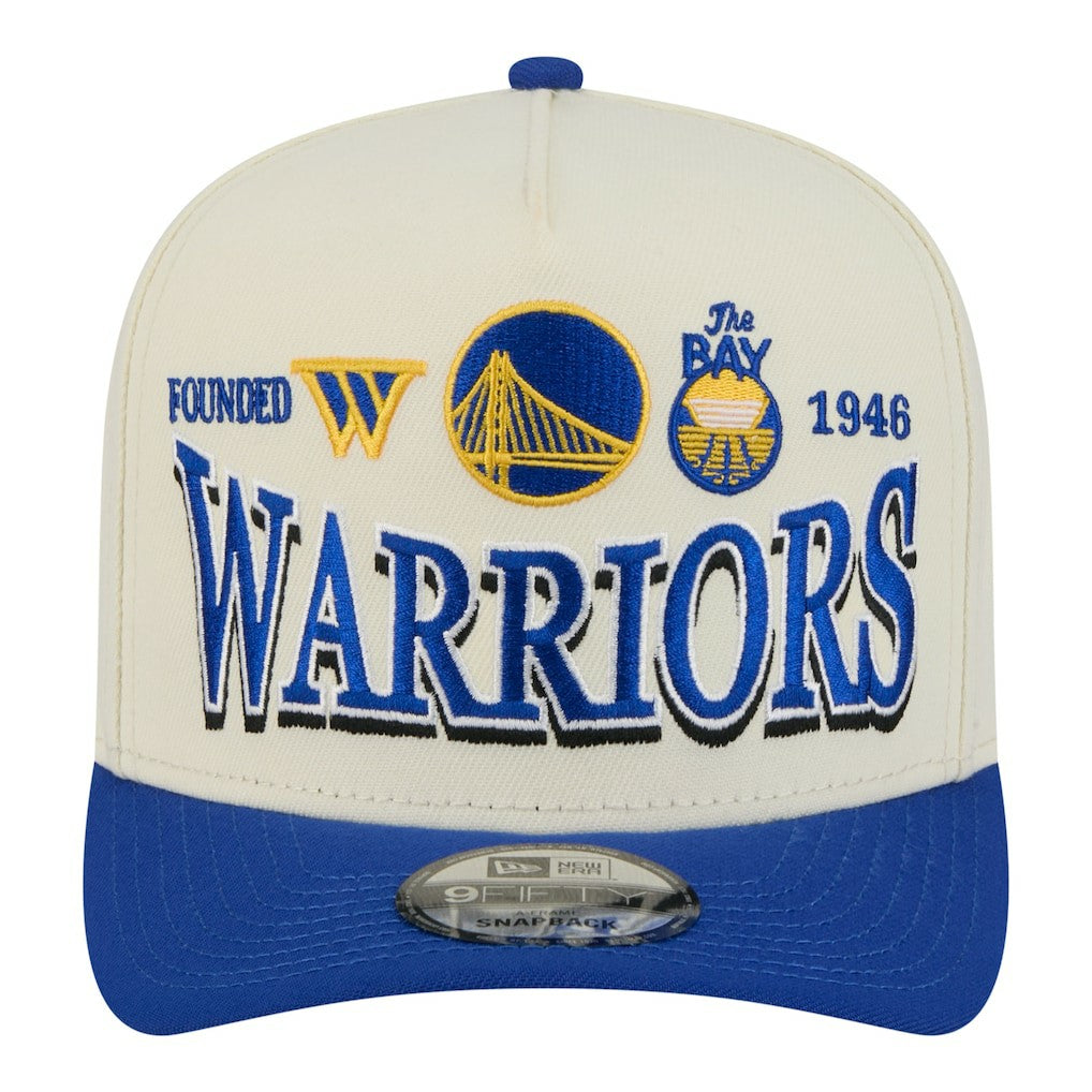 New Era Golden State Warriors Stretched 2-Tone A-Frame 9FIFTY Adjustable Hat Cream/Royal