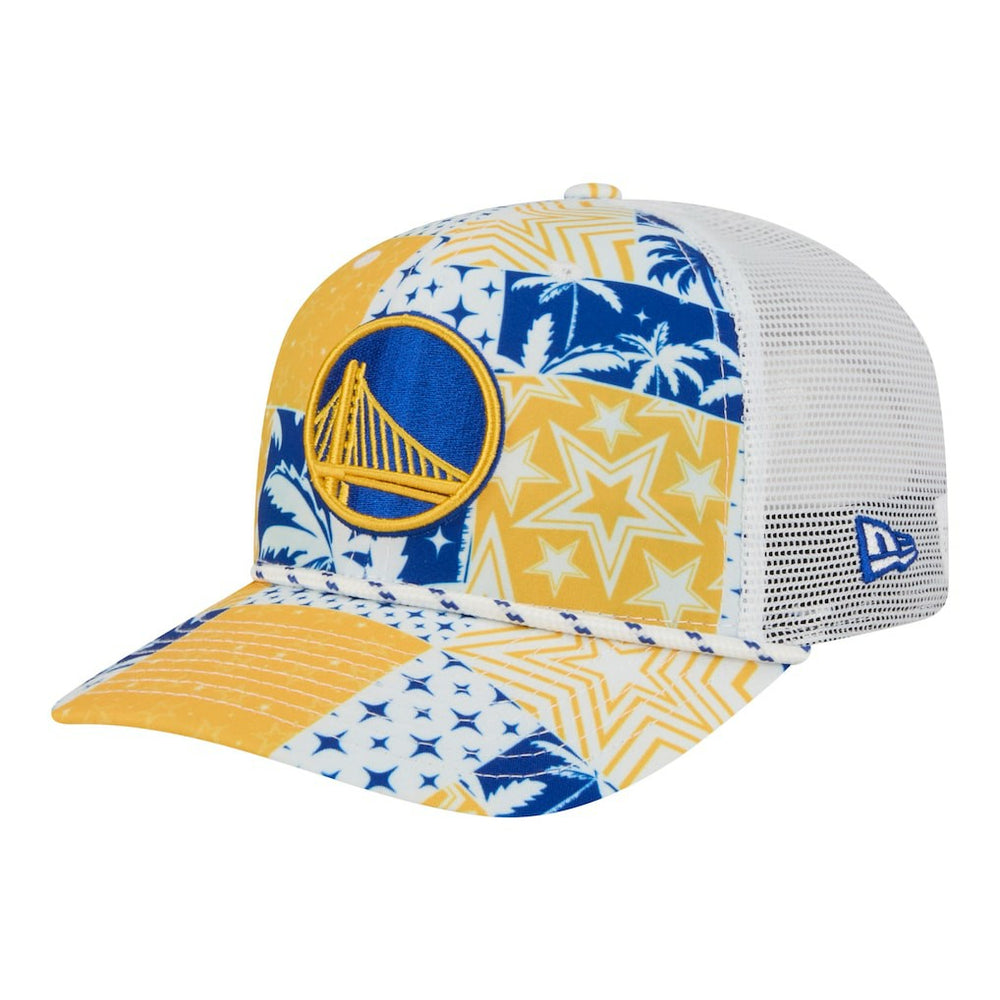 New Era Golden State Warriors Fan Pack Tropical Pattern 9SEVENTY Adjustable Hat White