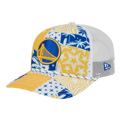 New Era Golden State Warriors Fan Pack Tropical Pattern 9SEVENTY Adjustable Hat White