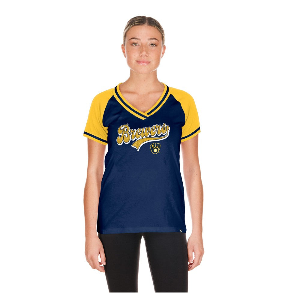 Milwaukee Brewers New Era Women's Gameday V-Neck T-Shirt Discount