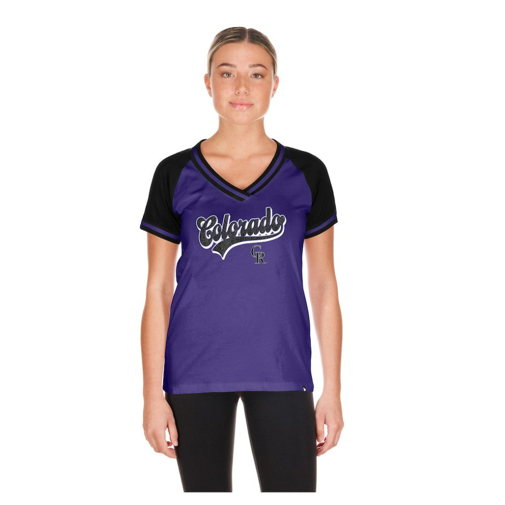 Colorado Rockies New Era Women's Gameday V-Neck T-Shirt Discount