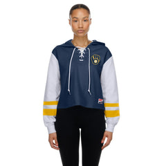 Milwaukee Brewers New Era Women's Boxy Lace-Up Hoodie Near Me