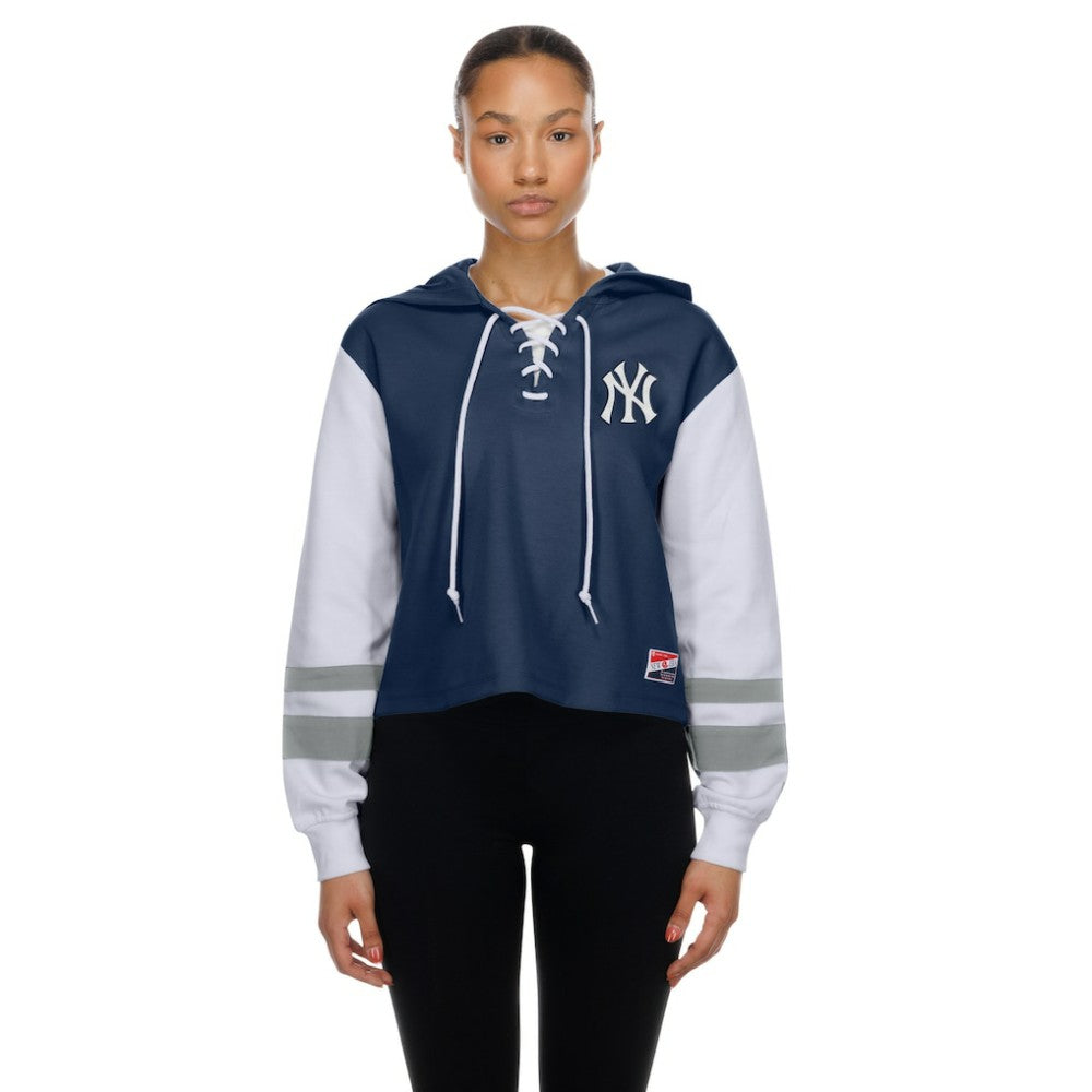 New York Yankees New Era Women's Boxy Lace-Up Hoodie Sale