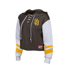 San Diego Padres New Era Women's Boxy Lace-Up Hoodie Outlet