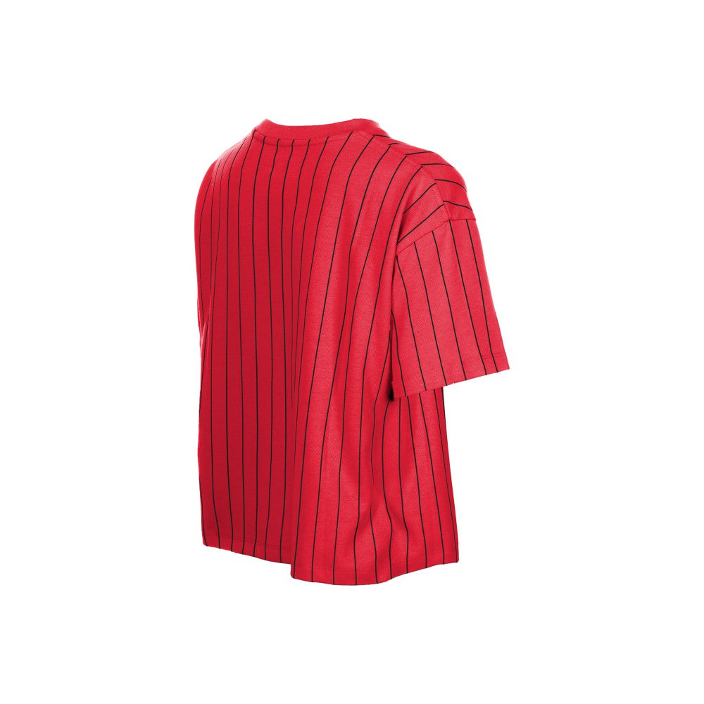 Cincinnati Reds New Era Women's Throwback Meshback Pinstripe Boxy T-Shirt Outlet