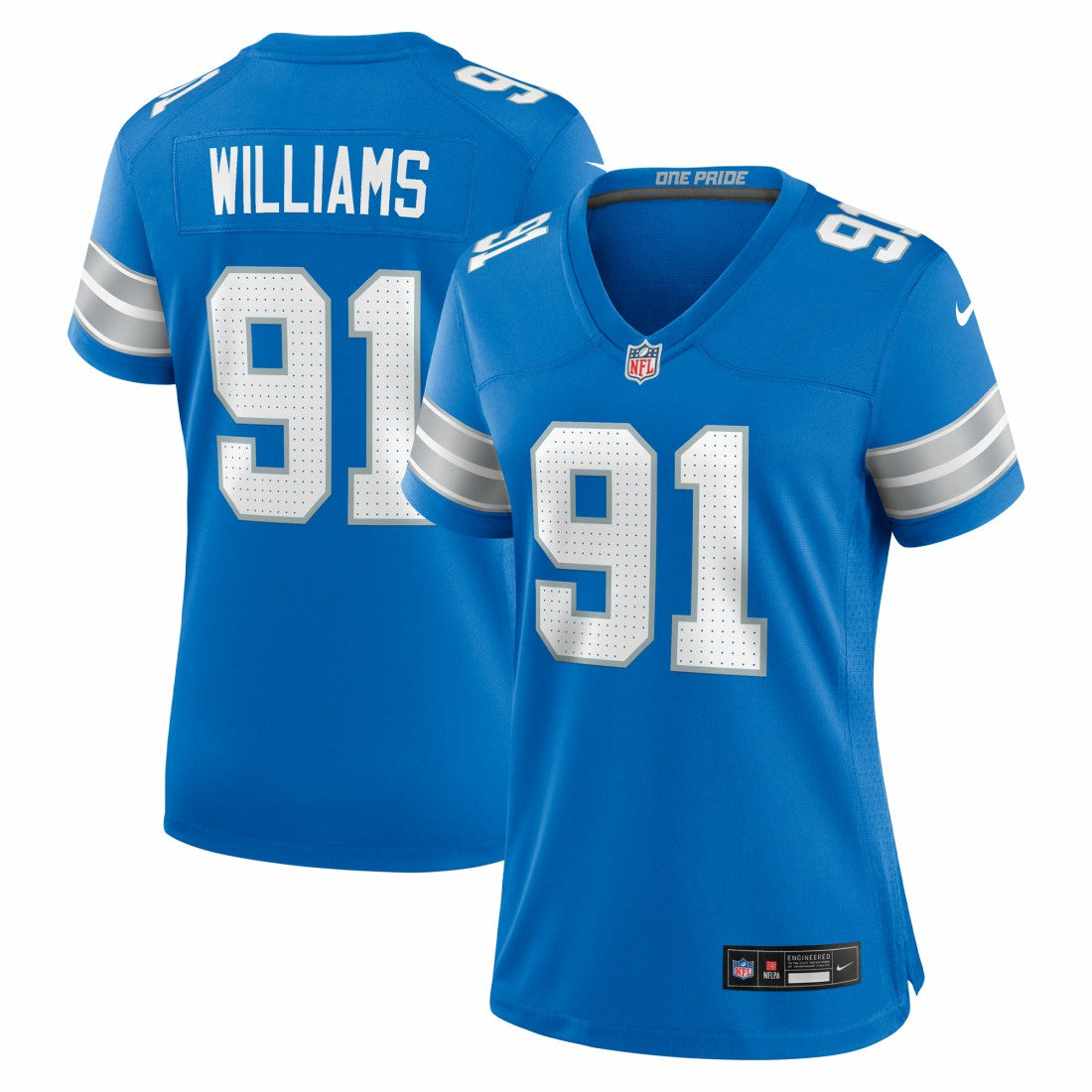 Tyleik Williams Detroit Lions Women's Team Game Jersey - Blue - Nike