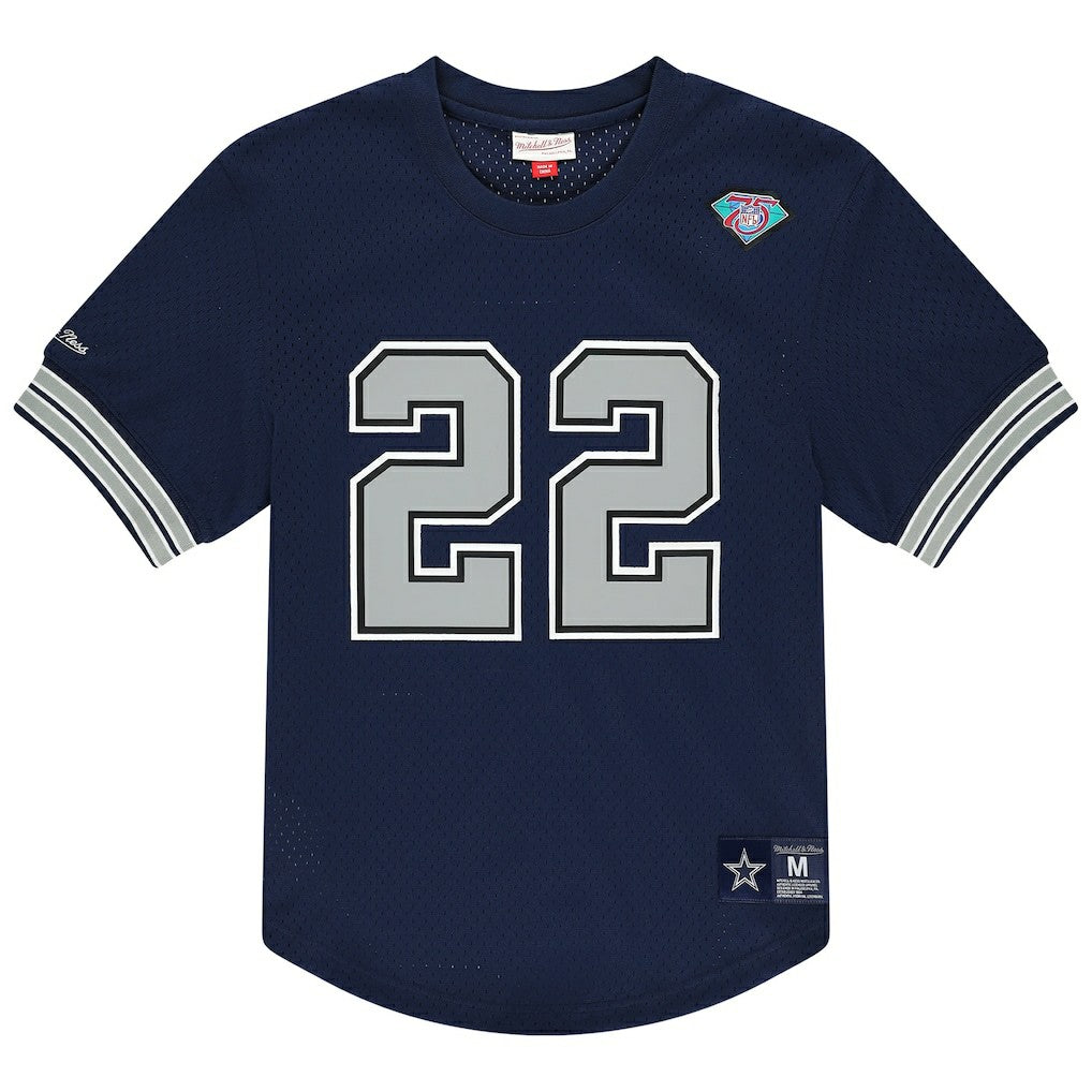 Emmitt Smith Dallas Cowboys Retired Player Name & Number Mesh T-Shirt - Navy - Mitchell & Ness