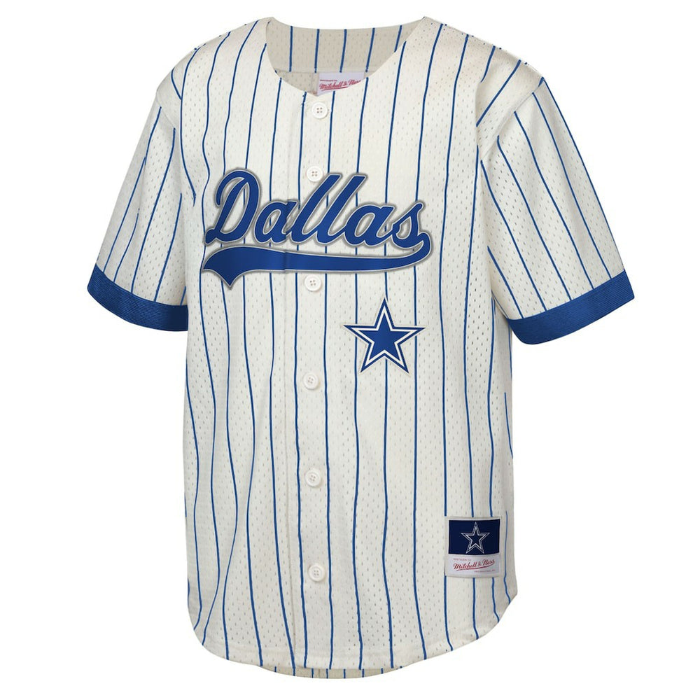 Emmitt Smith Dallas Cowboys Youth Retired Player Name & Number Baseball Jersey - Cream - Mitchell & Ness